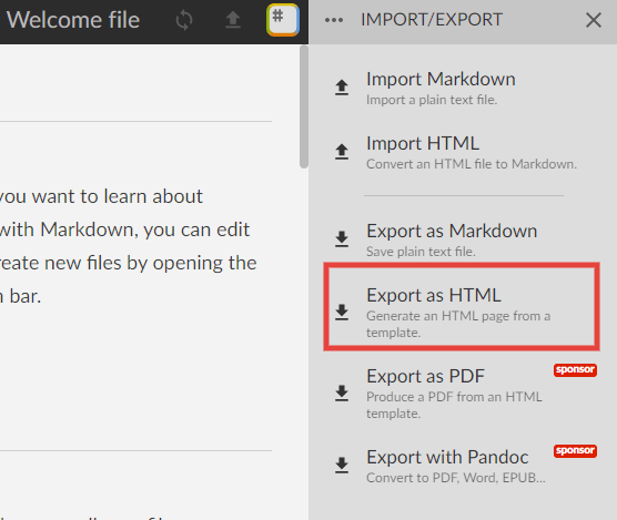 StackEdit's HTML export feature