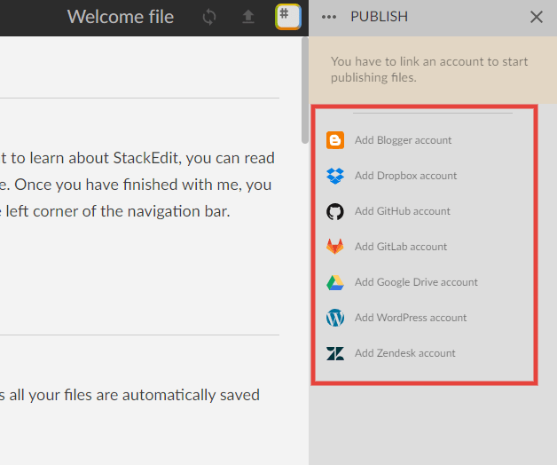 StackEdit's publish feature