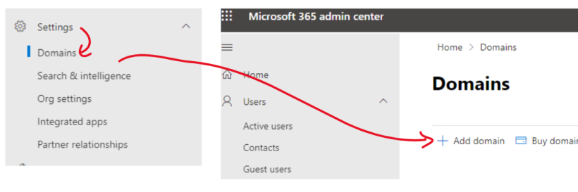 写真 : ドメインを追加のメニュー