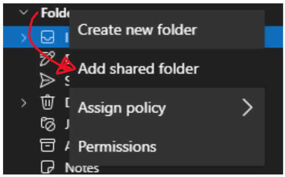 共有フォルダを追加するをクリック